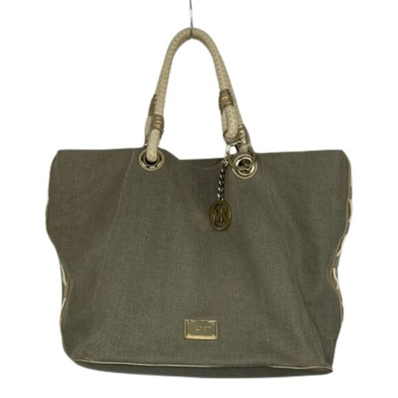 Michael Michael Kors Marina Grab Anchor oversized canvas taupe gold tote handbag - Picture 1 of 16